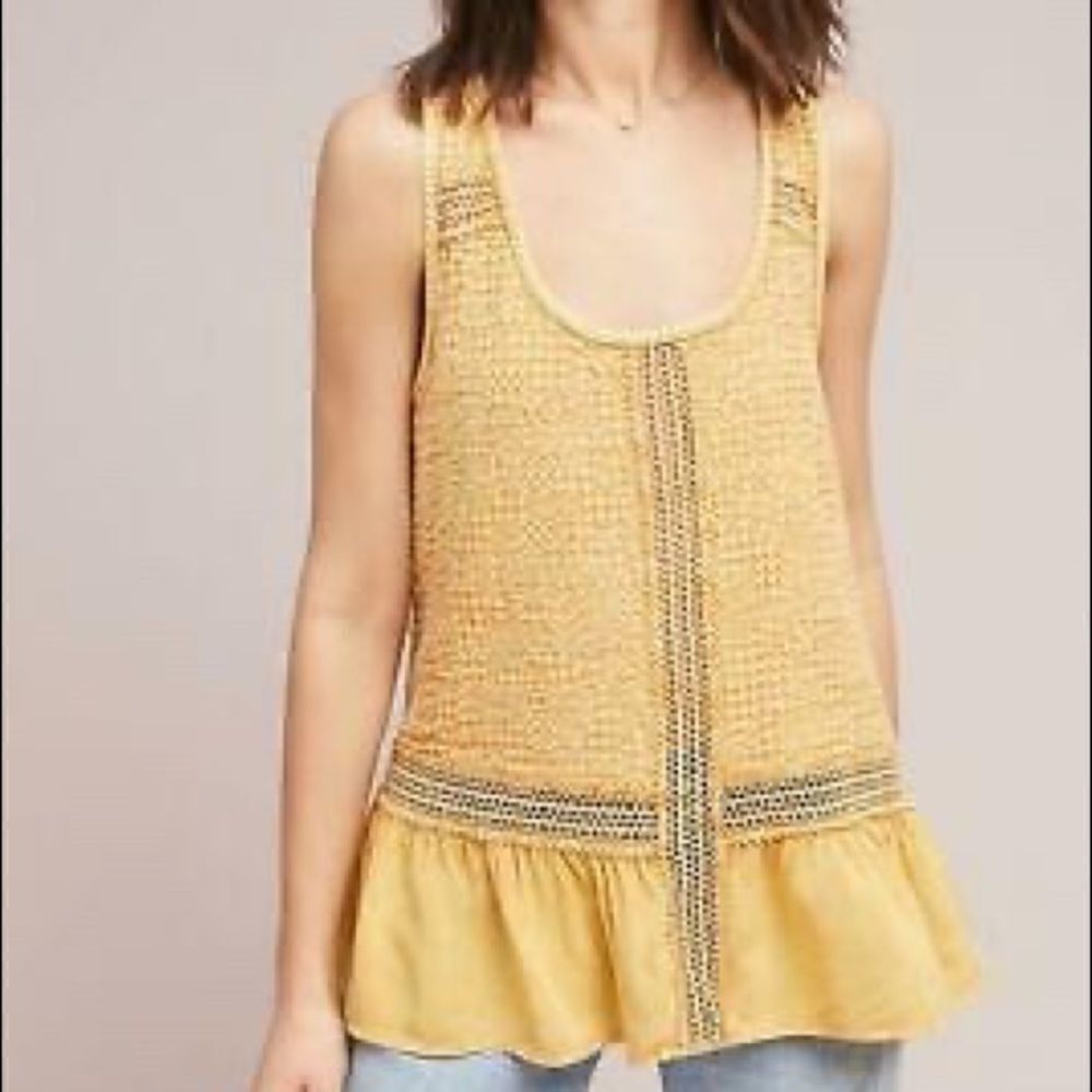 Anthropologie Eli + Ari Savoia Flounced Tank Top